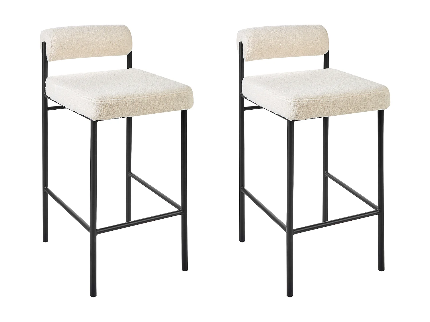 Lot de 2 chaises de bar AMAYA Bouclé Blanc cassé