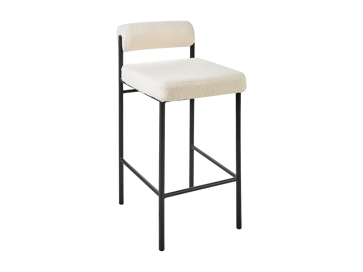 Lot de 2 chaises de bar AMAYA Bouclé Blanc cassé