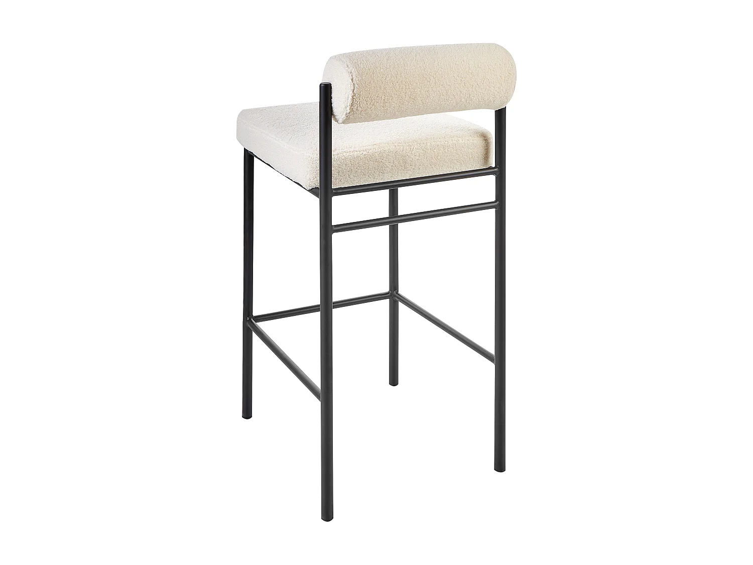Lot de 2 chaises de bar AMAYA Bouclé Blanc cassé