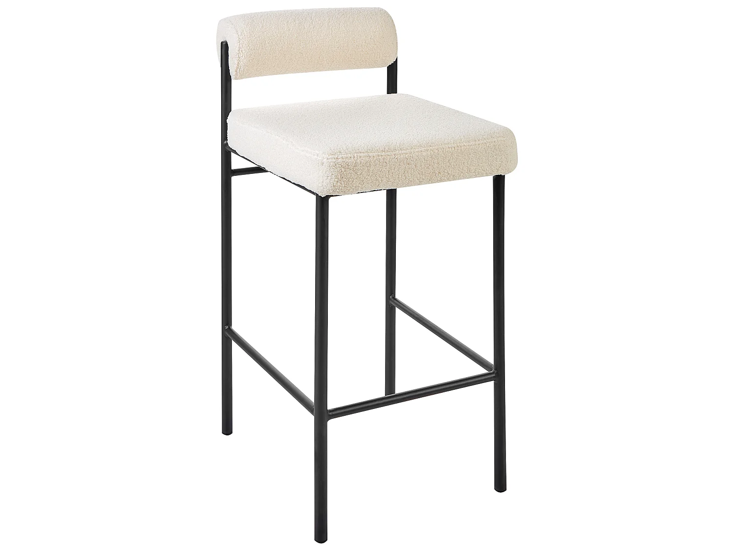 Lot de 2 chaises de bar AMAYA Bouclé Blanc cassé