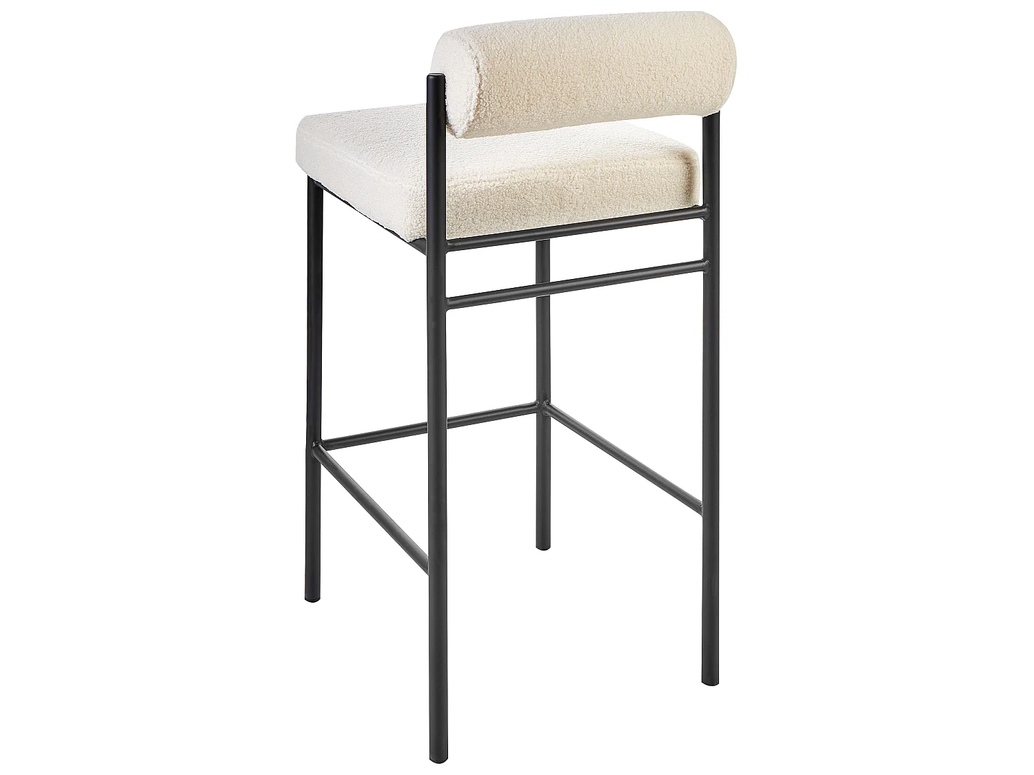 Lot de 2 chaises de bar AMAYA Bouclé Blanc cassé