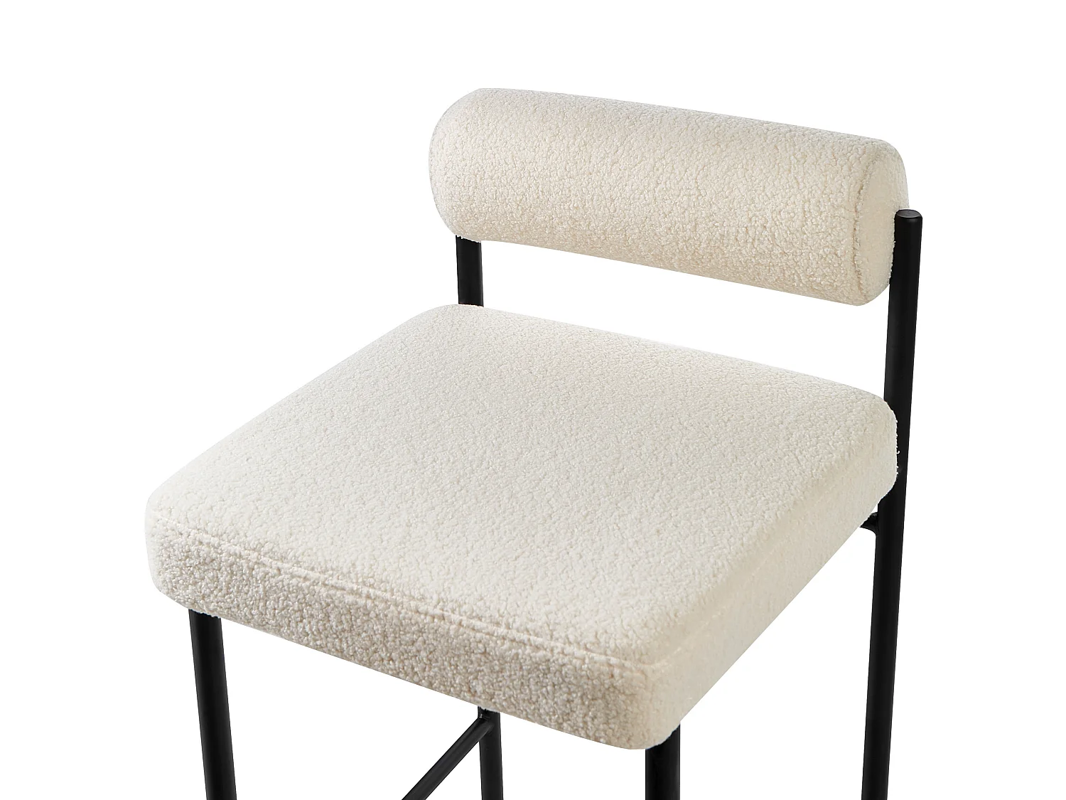Lot de 2 chaises de bar AMAYA Bouclé Blanc cassé