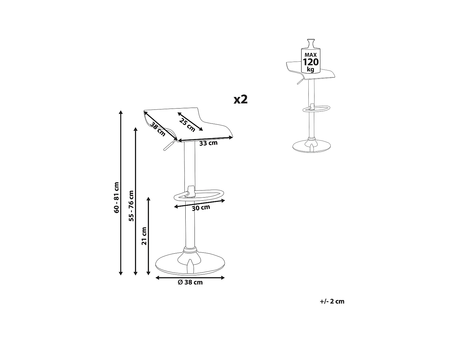 Lot de 2 chaises de bar NEUM Transparent