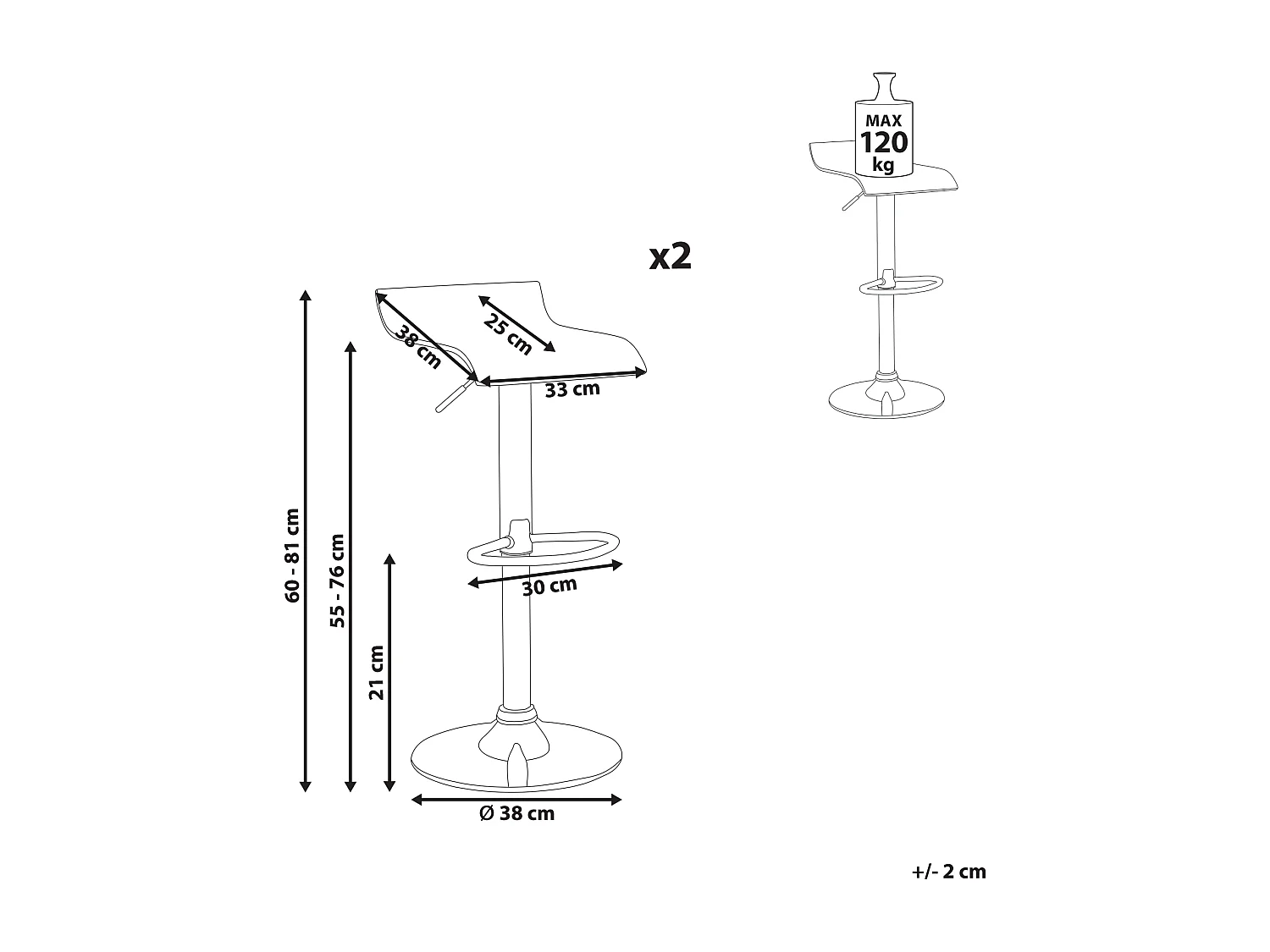 Lot de 2 chaises de bar NEUM Transparent