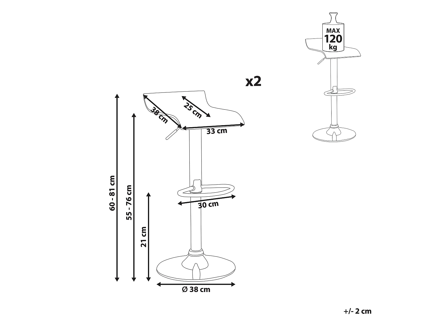Lot de 2 chaises de bar NEUM Transparent