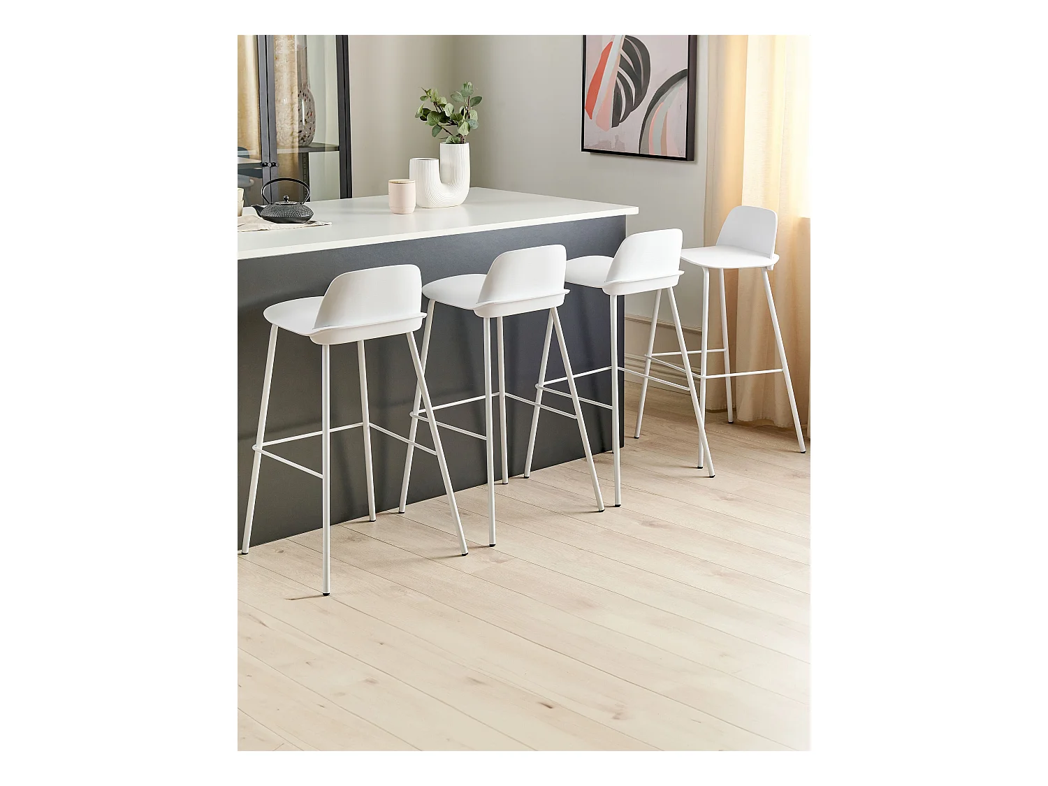Set van 4 barstoelen MORA Wit