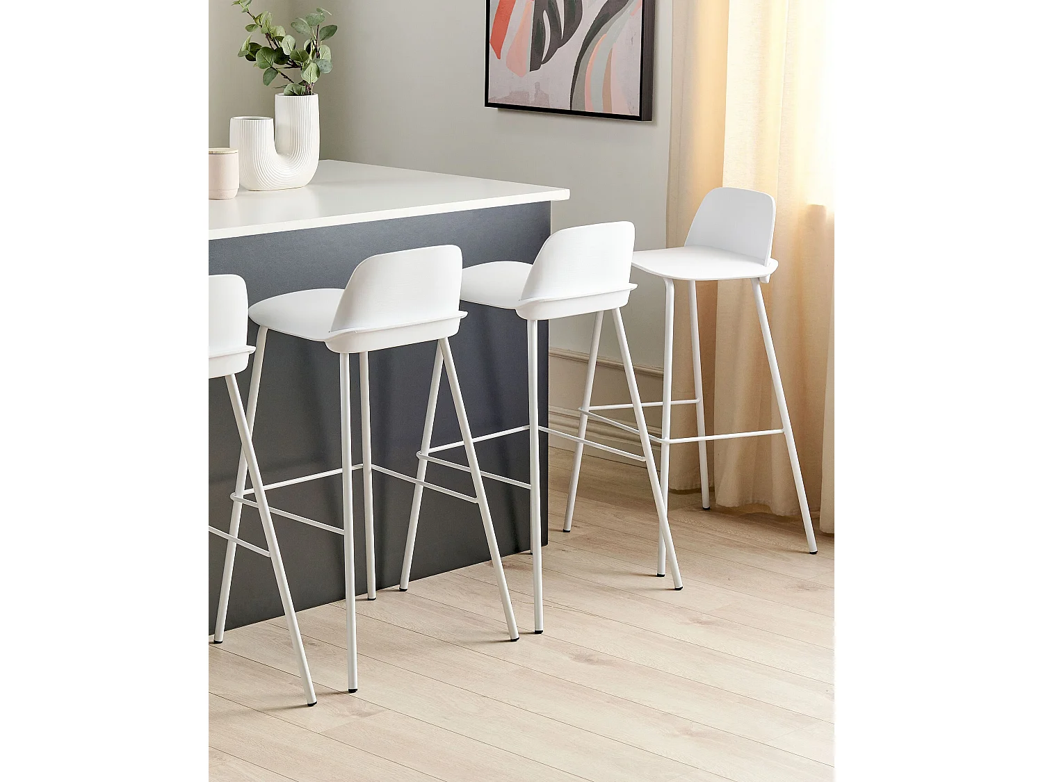 Lot de 4 chaises de bar MORA Blanc