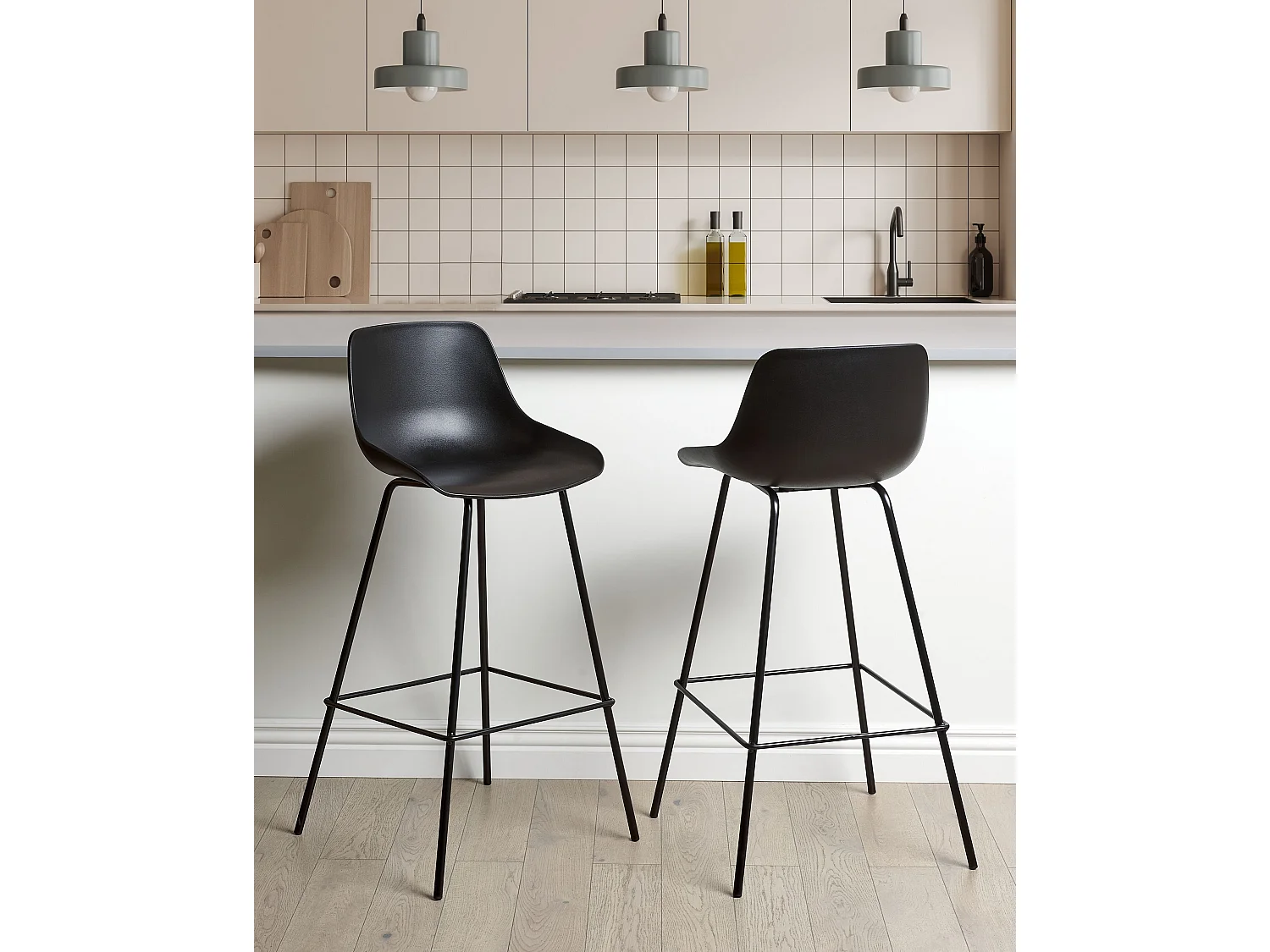 Lot de 2 chaises de bar EMMET Noir