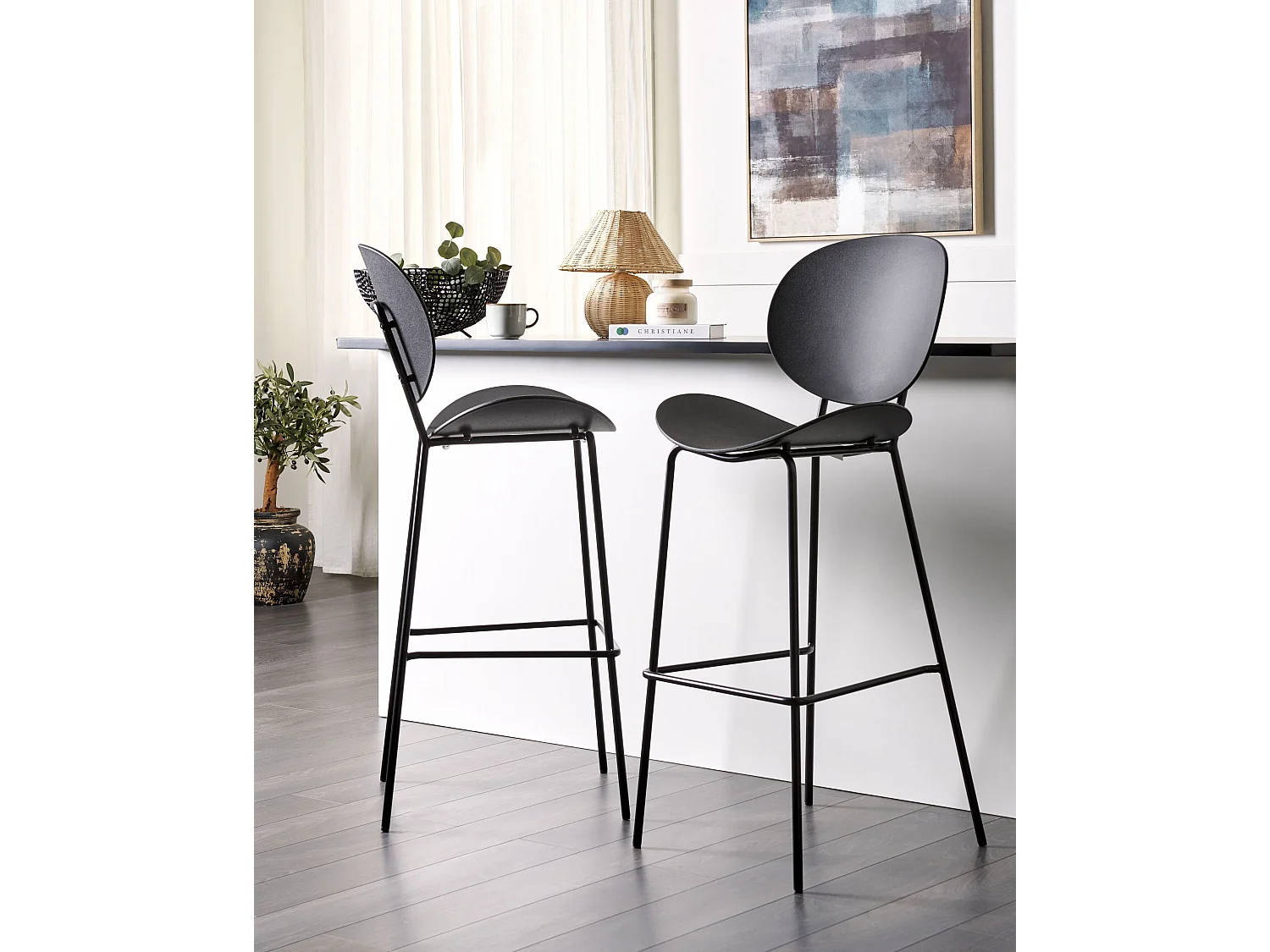 Zestaw 2 krzeseł barowych SHONTO Czarny