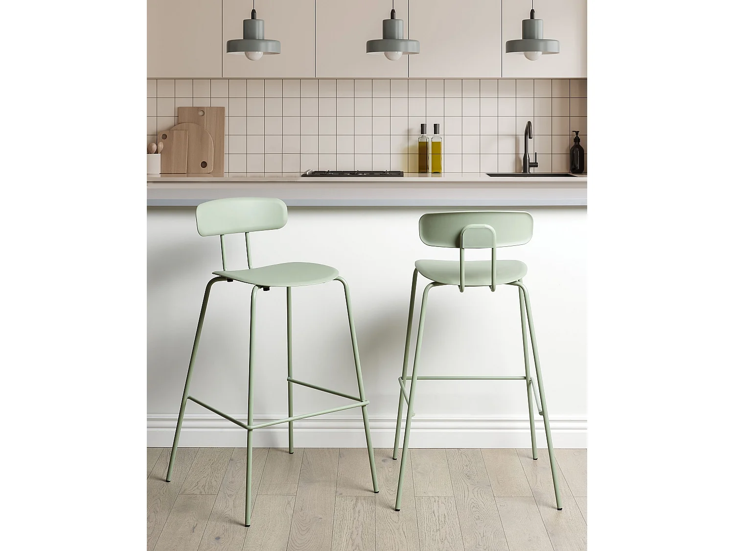 Lot de 2 chaises de bar SIBLEY Vert clair