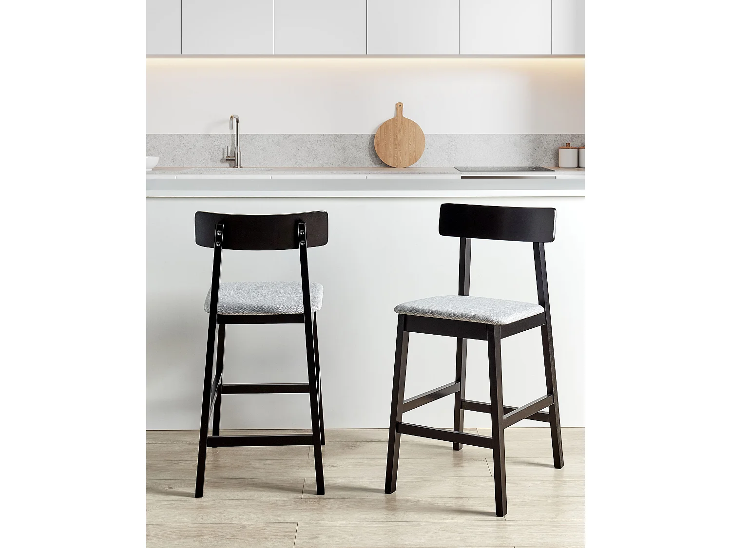 Lot de 2 chaises de bar ISANTI Bois Gris