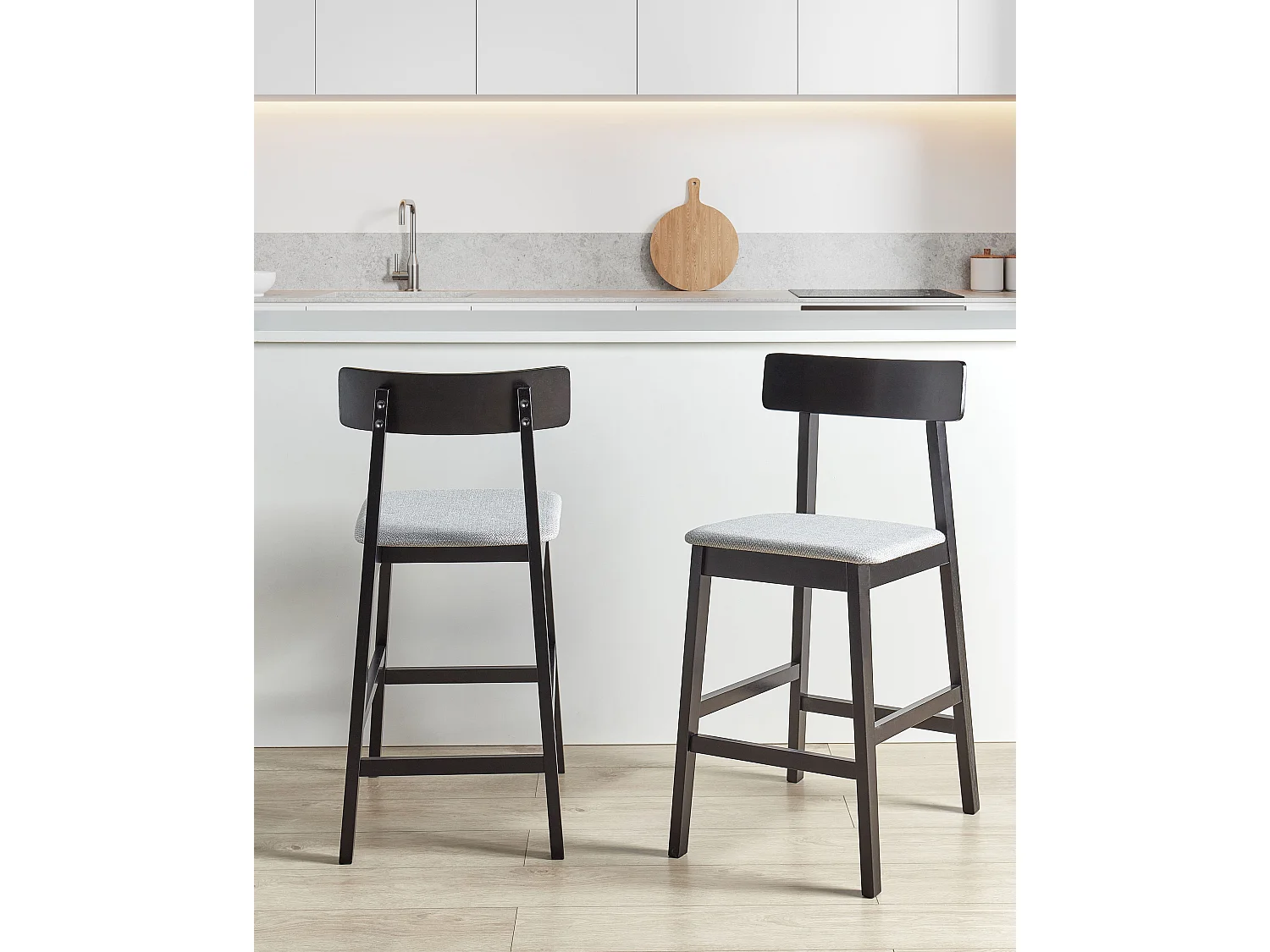 Lot de 2 chaises de bar ISANTI Bois Gris