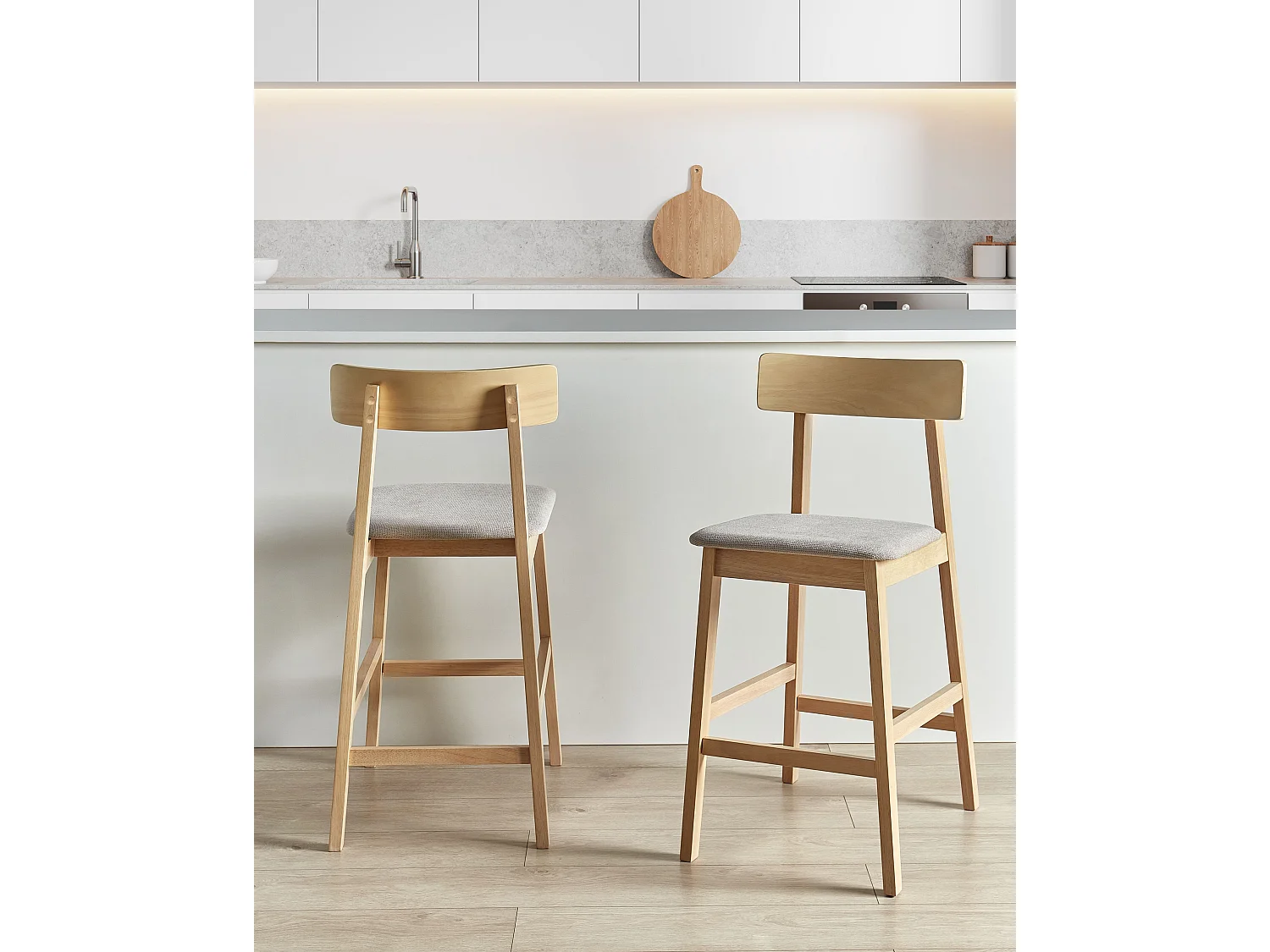 Lot de 2 chaises de bar ISANTI Bois Taupe