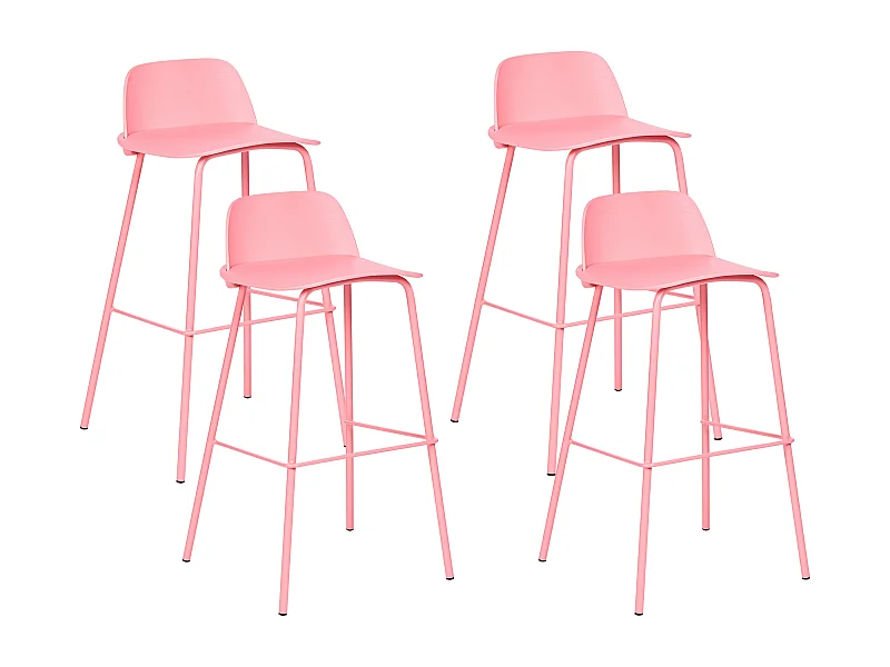 Lot de 4 chaises de bar MORA Rose pastel