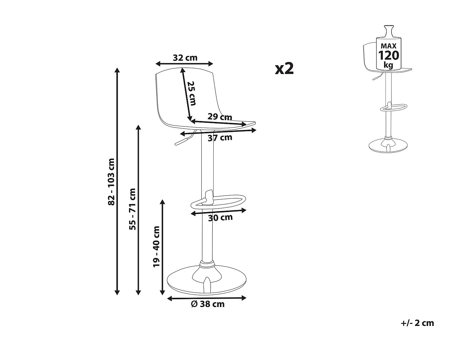 Lot de 2 chaises de bar IMOLA Transparent