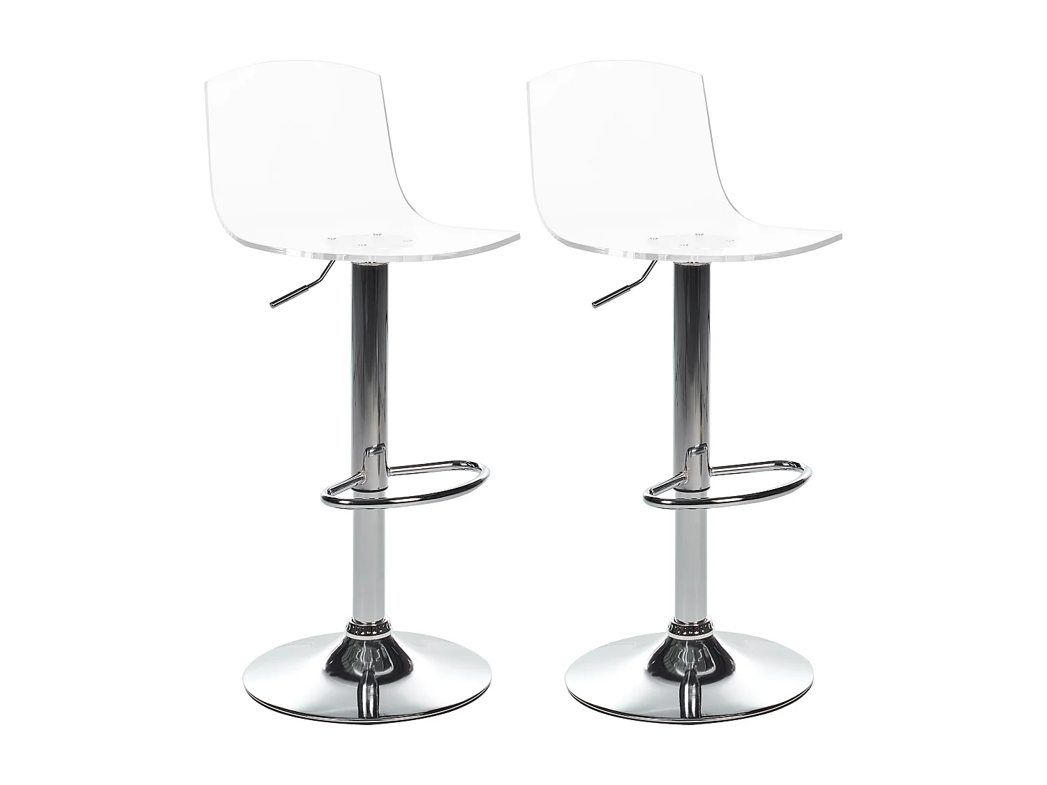 Barhocker Acryl transparent Metallgestell höhenverstellbar drehbar 2er Set Imola