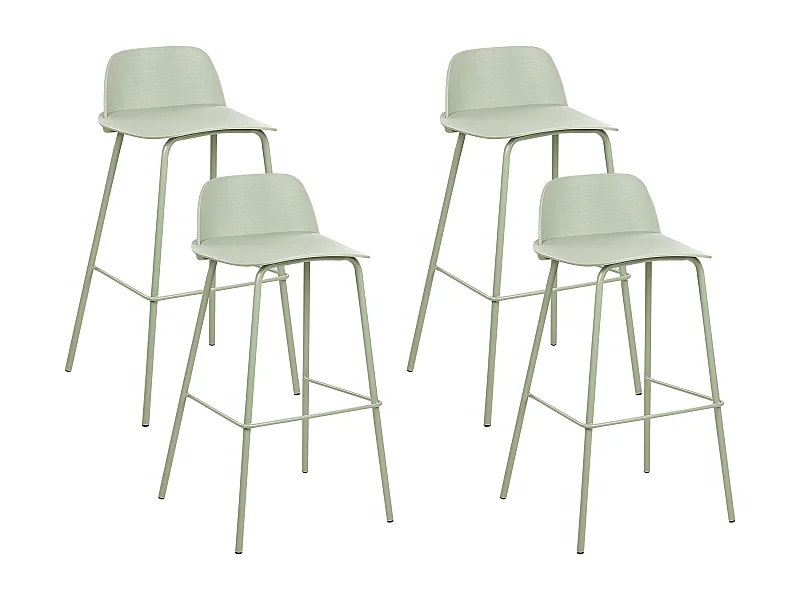 Conjunto de 4 bancos de bar MORA Verde claro