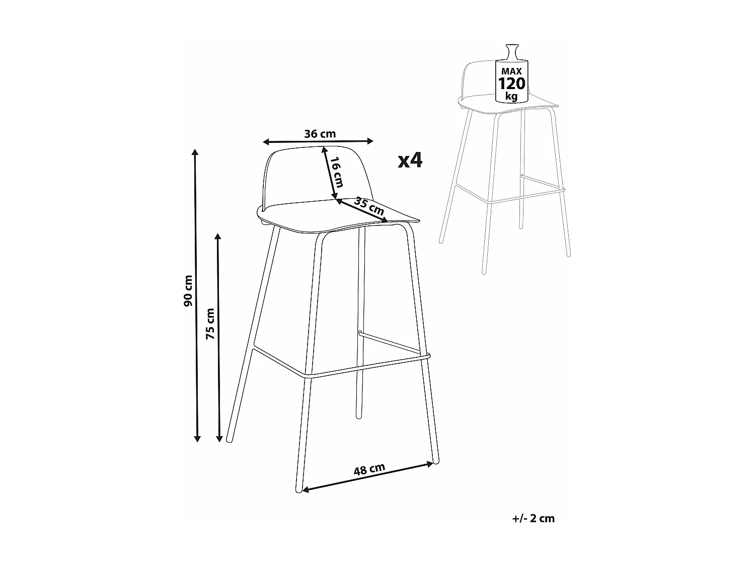 Set van 4 barstoelen MORA Lichtgroen