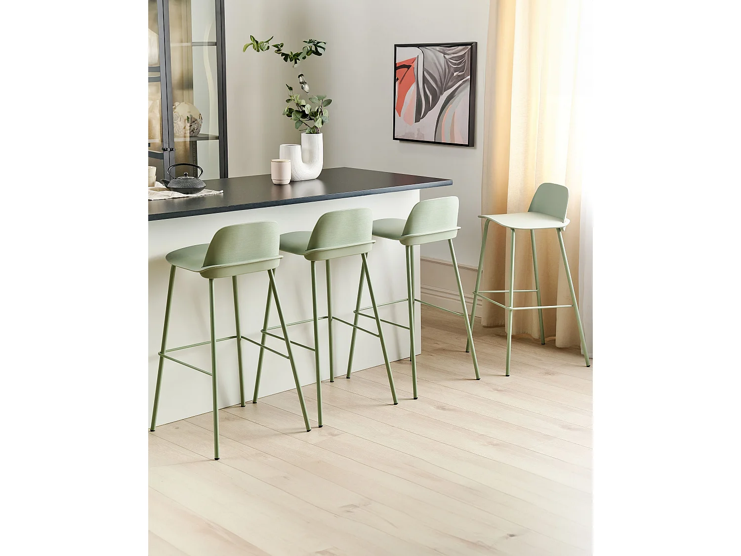 Set di 4 sedie alte MORA Verde chiaro