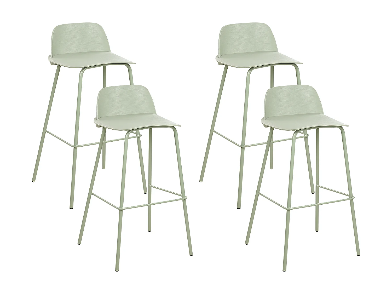 Conjunto de 4 bancos de bar MORA Verde claro