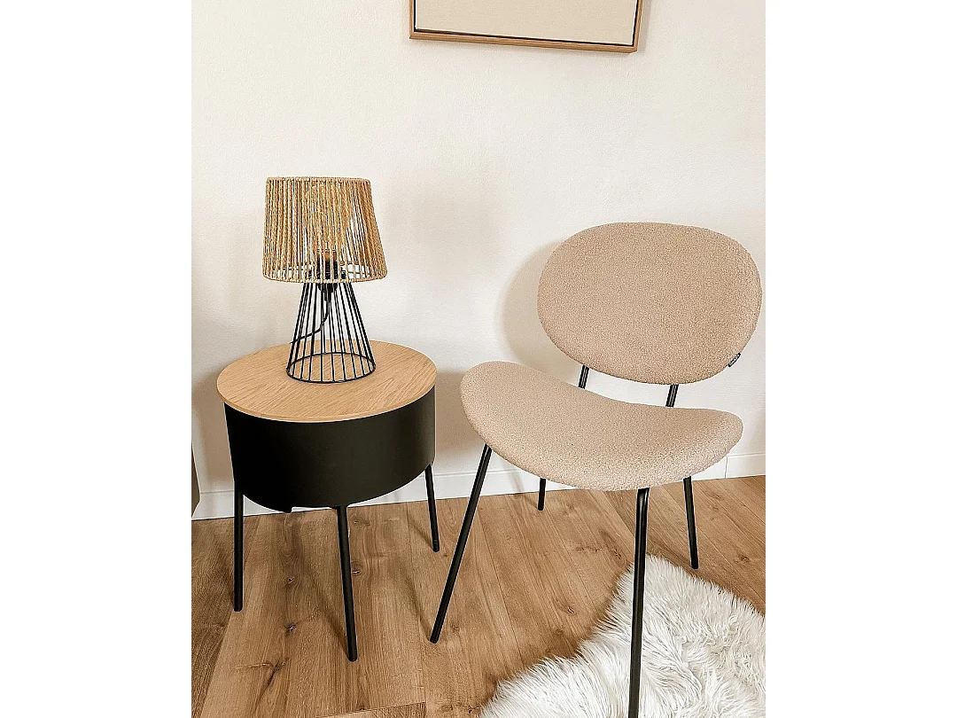 Lot de 2 chaises de salle à manger LUANA Bouclé Taupe