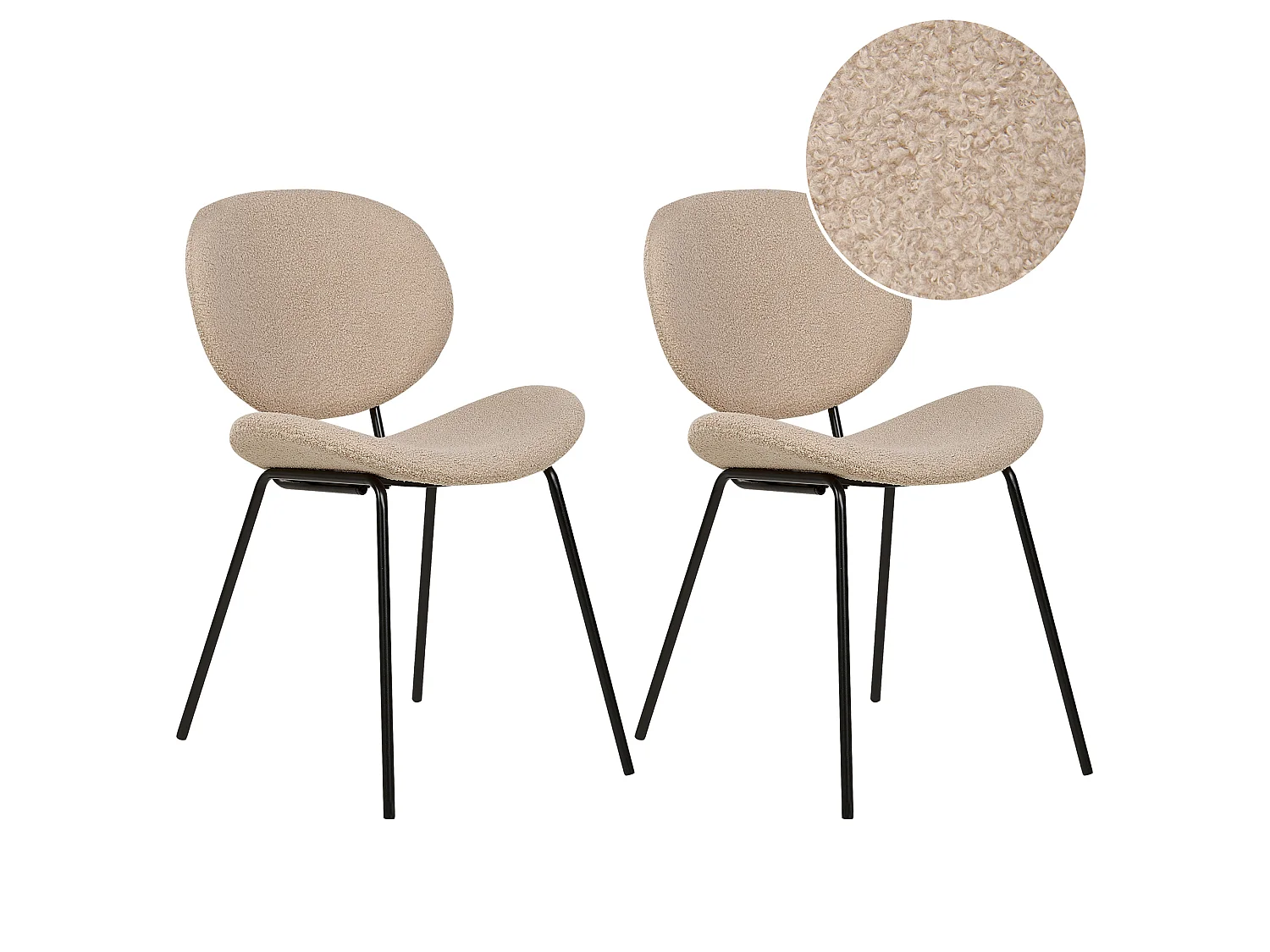 Lot de 2 chaises de salle à manger LUANA Bouclé Taupe