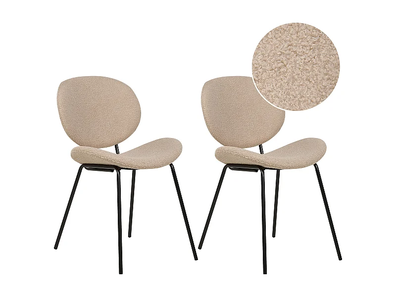 Set di 2 sedie da pranzo LUANA Bouclé Tortora