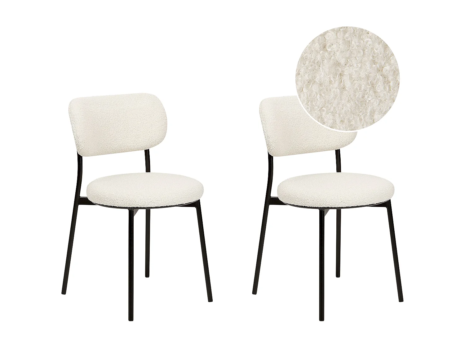 Set van 2 eetkamerstoelen CASEY Bouclé Gebroken wit