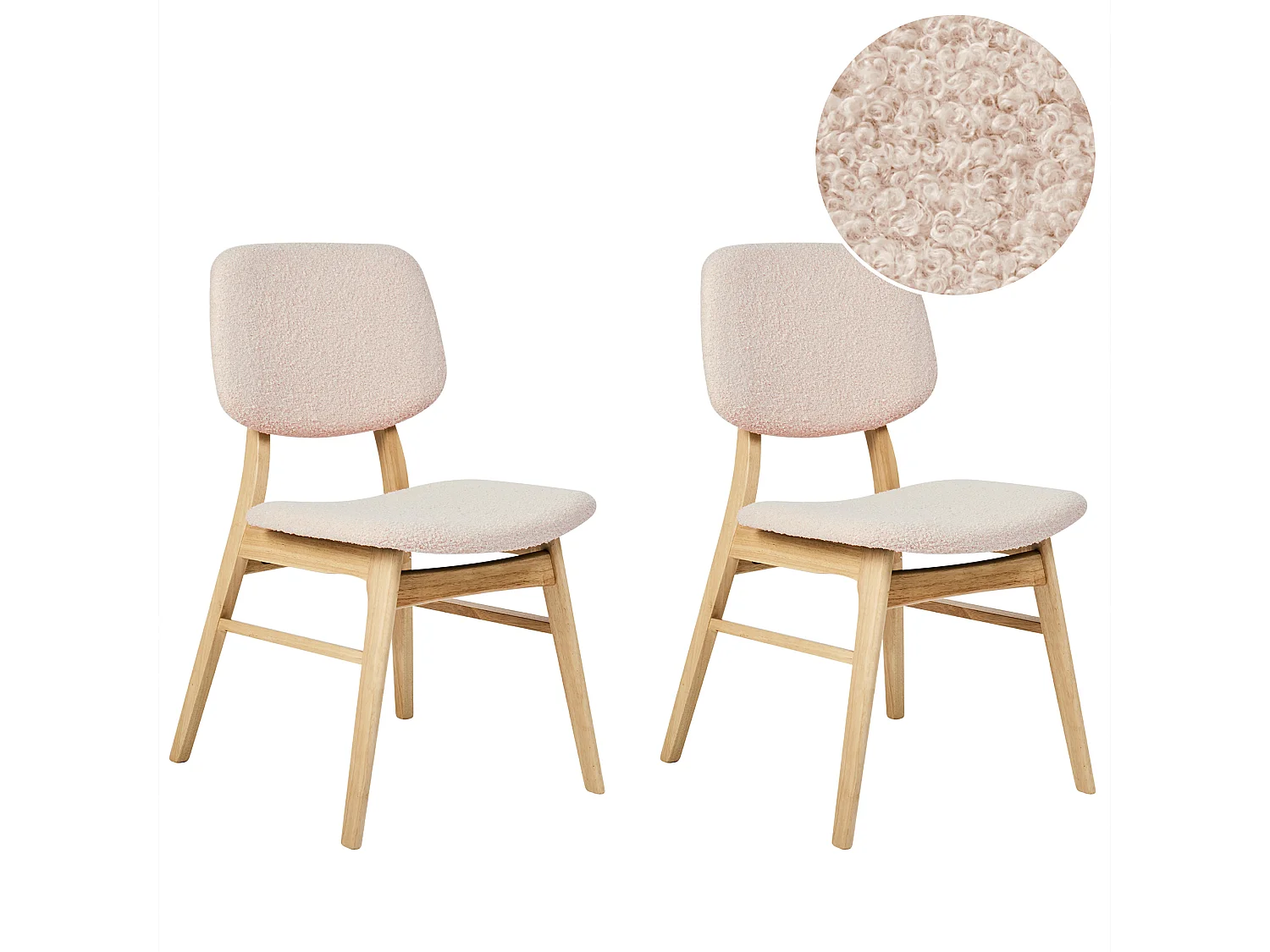 Lot de 2 chaises de salle à manger ELAINE Bois Marron clair/beige