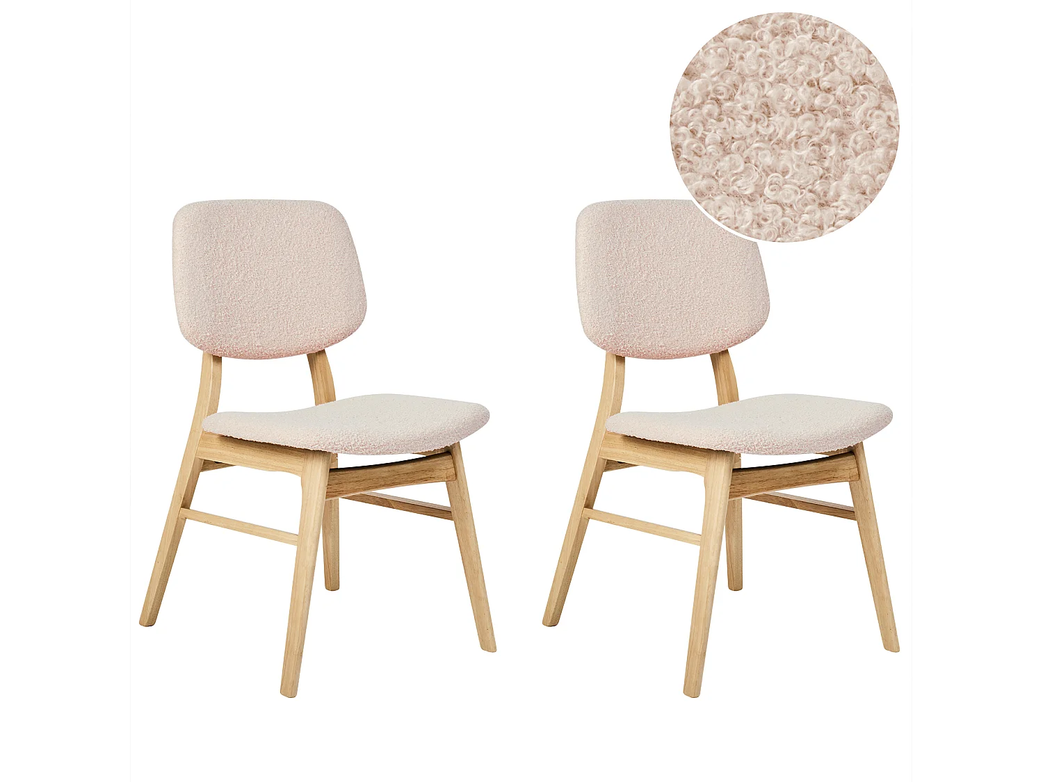Lot de 2 chaises de salle à manger ELLA Bois Marron clair/beige
