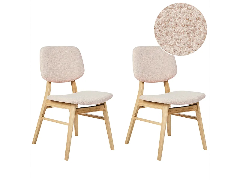 Lot de 2 chaises de salle à manger ELAINE Bois Marron clair/beige