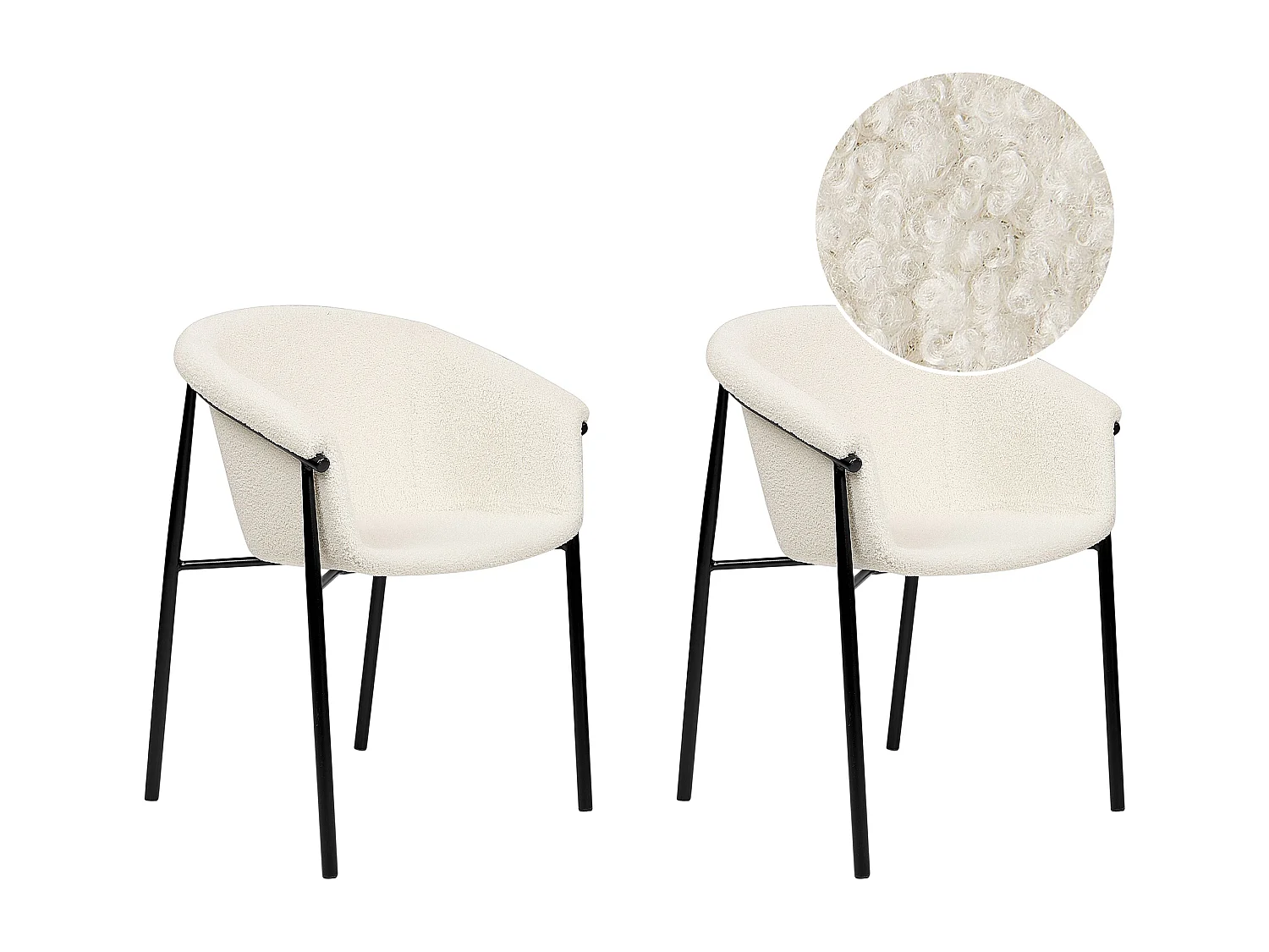 Conjunto de 2 sillas de comedor AMES Bouclé Blanco crema
