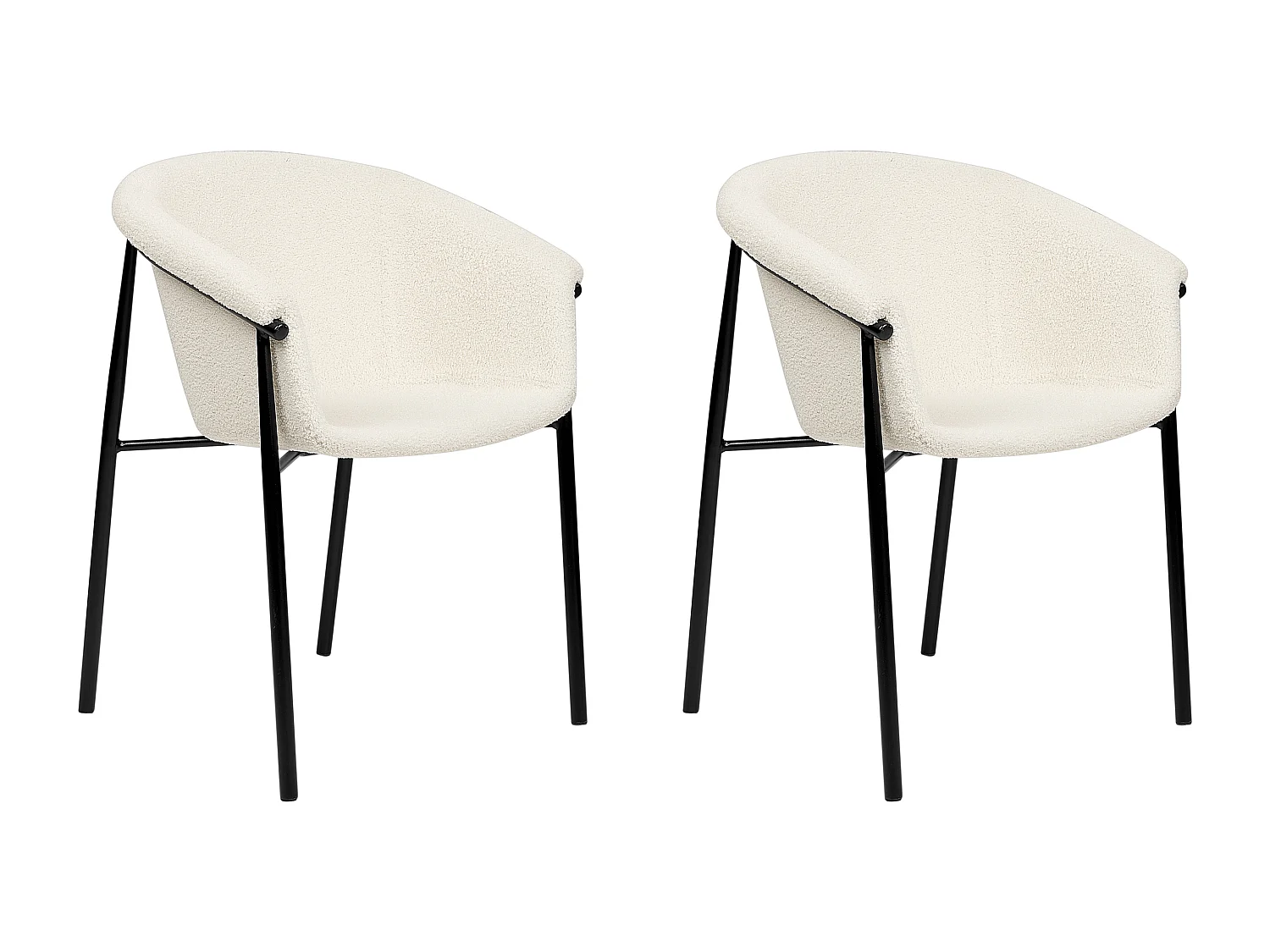 Conjunto de 2 sillas de comedor AMES Bouclé Blanco crema