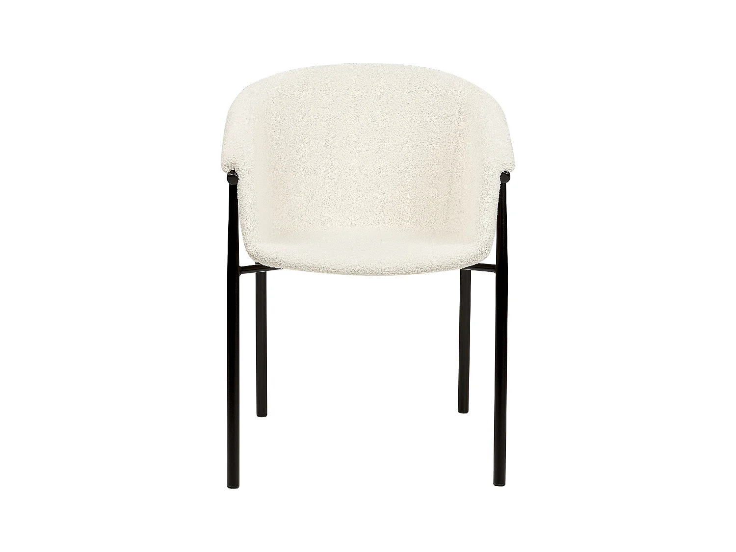 Esszimmerstuhl 2er Set Bouclé weiß mit Metallbeinen schwarz modern Ames