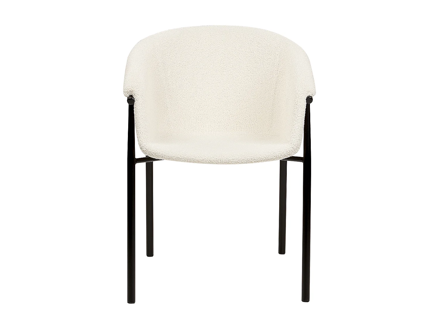 Esszimmerstuhl 2er Set Bouclé weiß mit Metallbeinen schwarz modern Ames