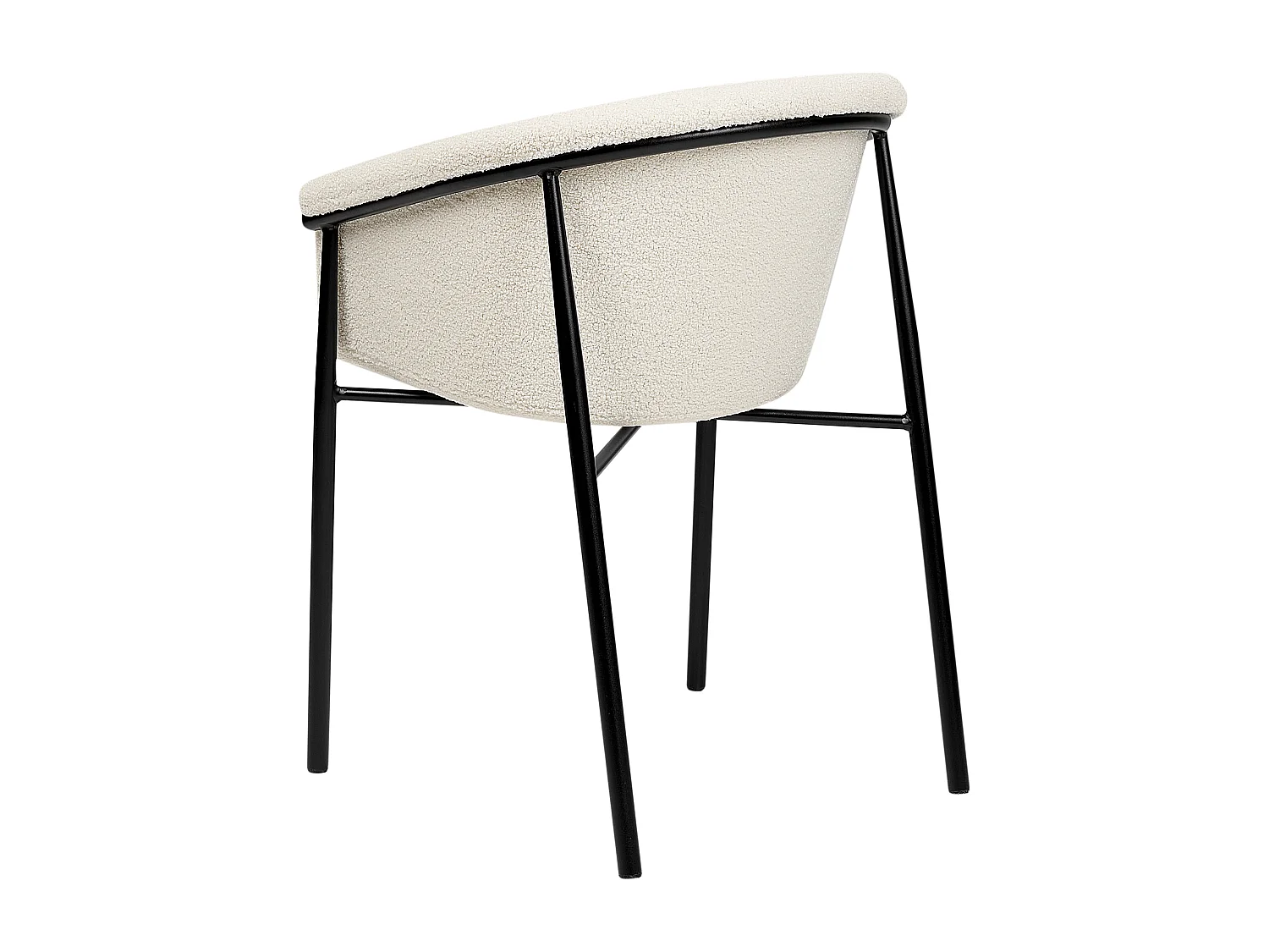 Esszimmerstuhl 2er Set Bouclé weiß mit Metallbeinen schwarz modern Ames