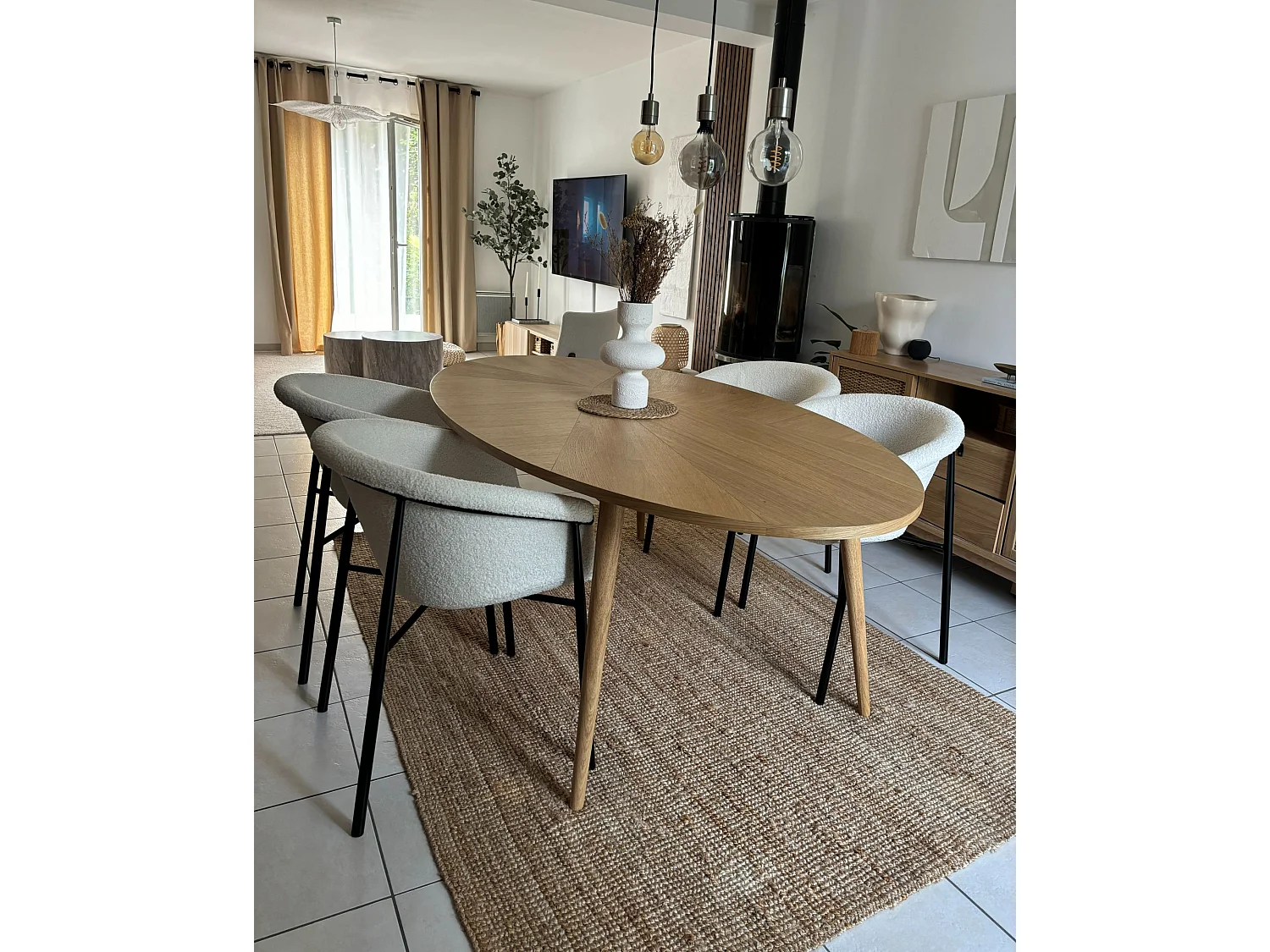 Conjunto de 2 cadeiras de jantar AMES Bouclé Branco creme