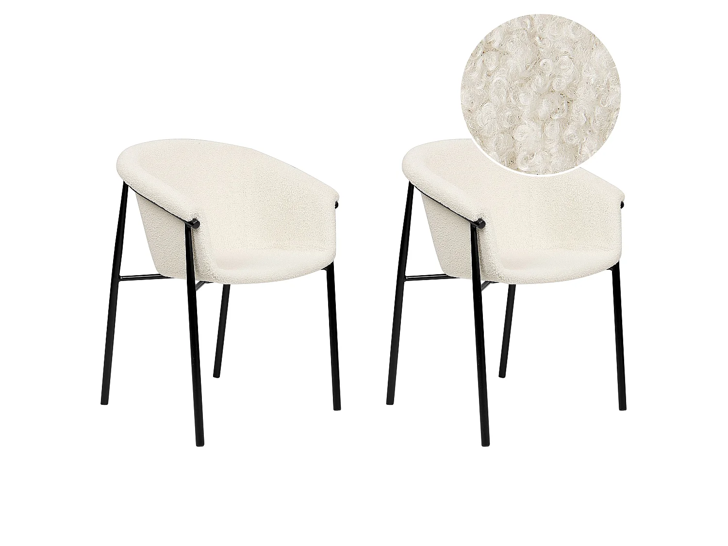 Esszimmerstuhl 2er Set AMES Bouclé Cremeweiss