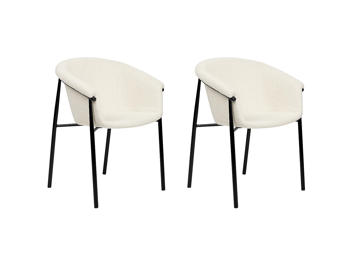 Esszimmerstuhl 2er Set AMES Bouclé Cremeweiss