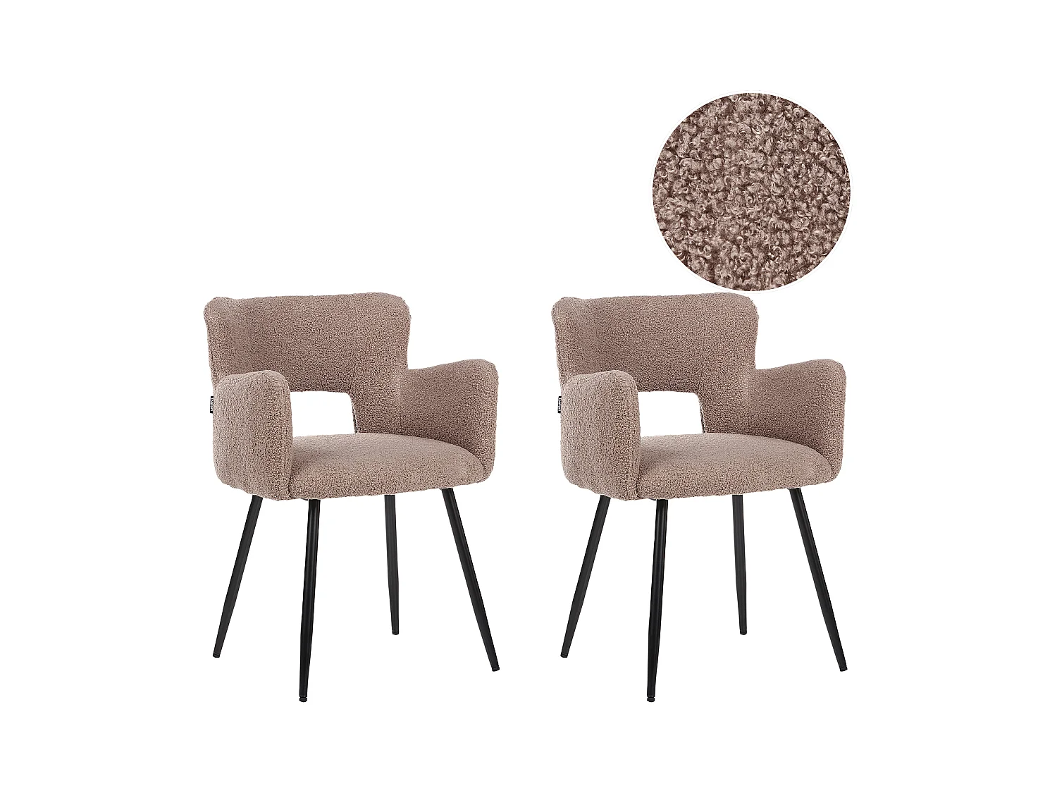 Lot de 2 chaises de salle à manger SANILAC Bouclé Marron