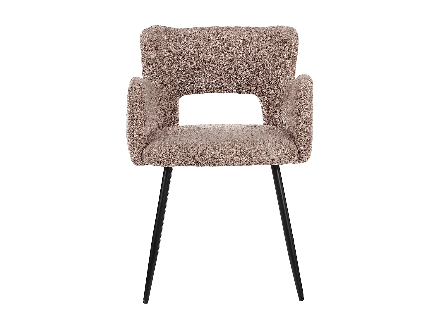 Polsterstuhl 2er Set Bouclé braun mit Armlehnen schwarze Metallbeine Sanilac