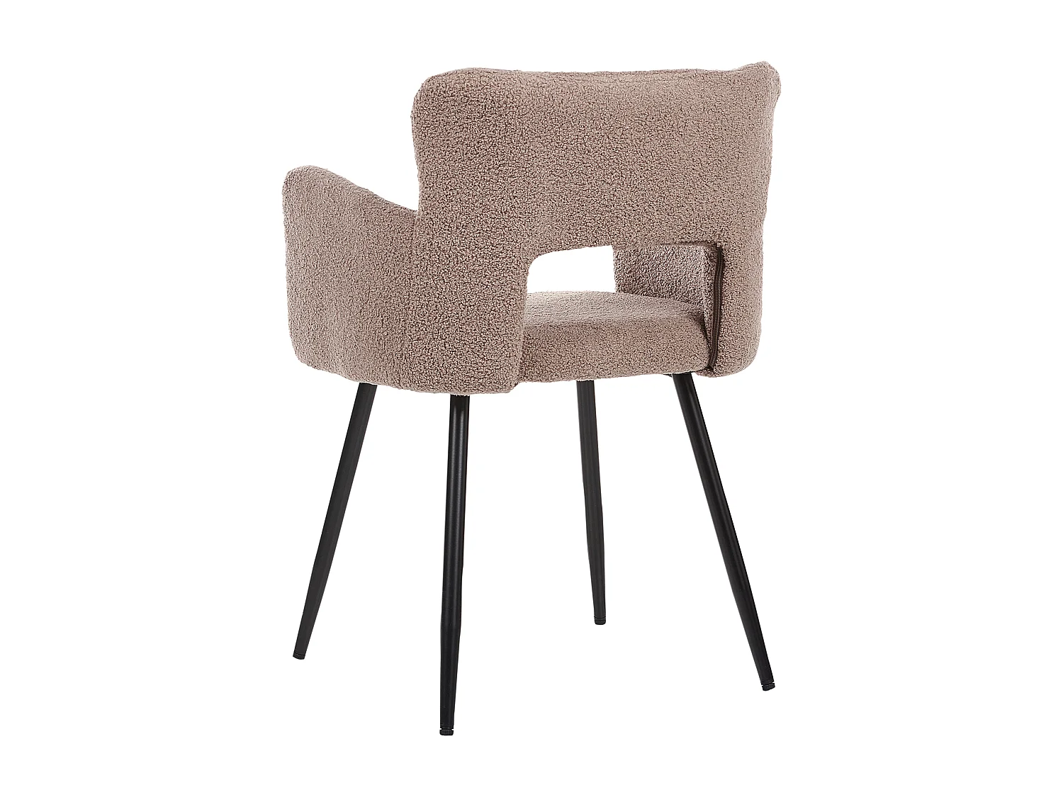 Polsterstuhl 2er Set Bouclé braun mit Armlehnen schwarze Metallbeine Sanilac