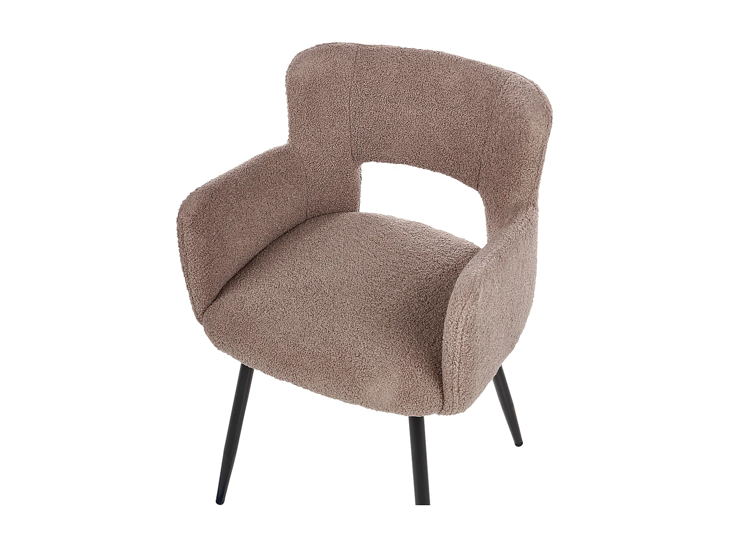 Polsterstuhl 2er Set Bouclé braun mit Armlehnen schwarze Metallbeine Sanilac