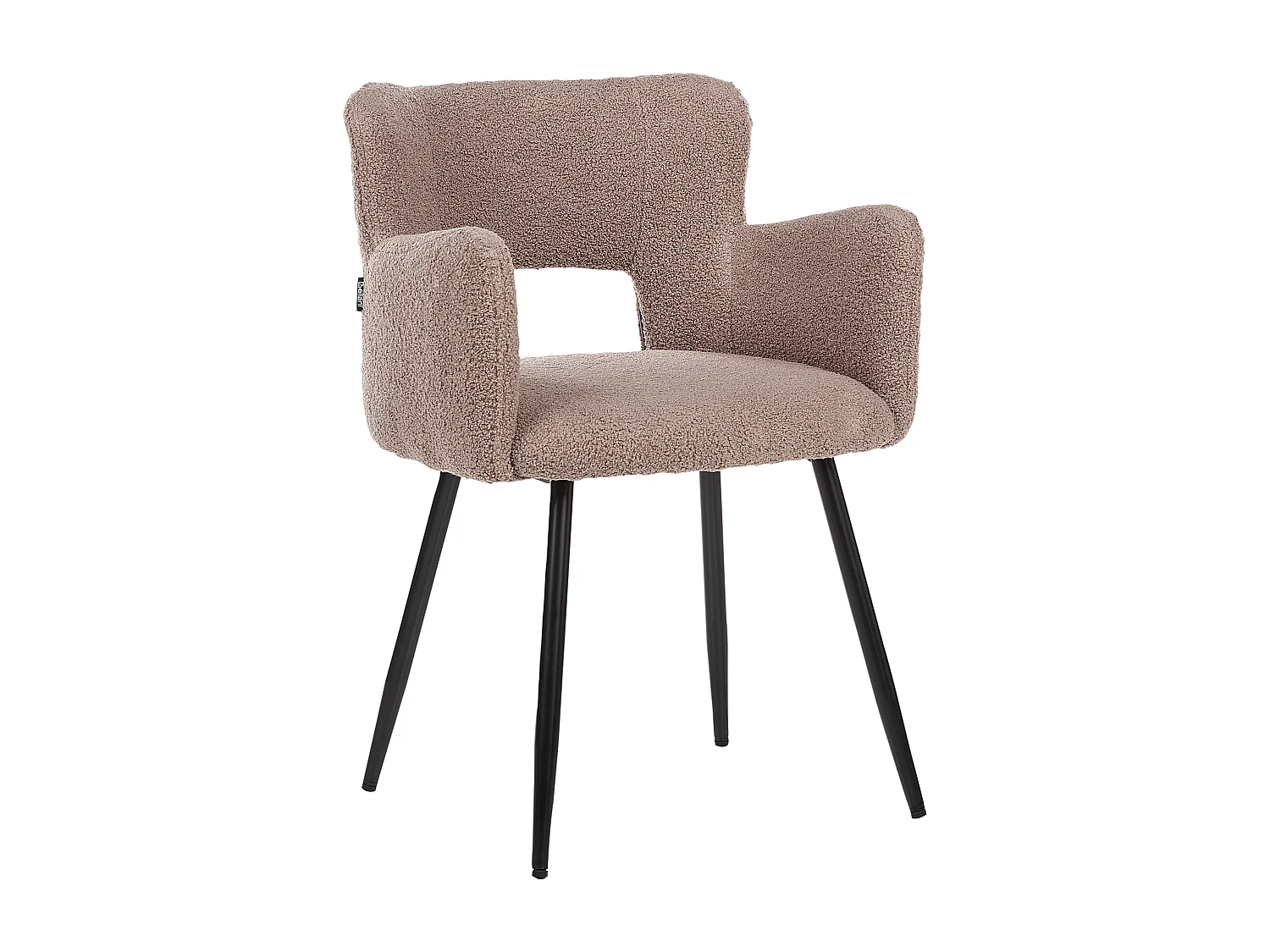 Polsterstuhl 2er Set Bouclé braun mit Armlehnen schwarze Metallbeine Sanilac