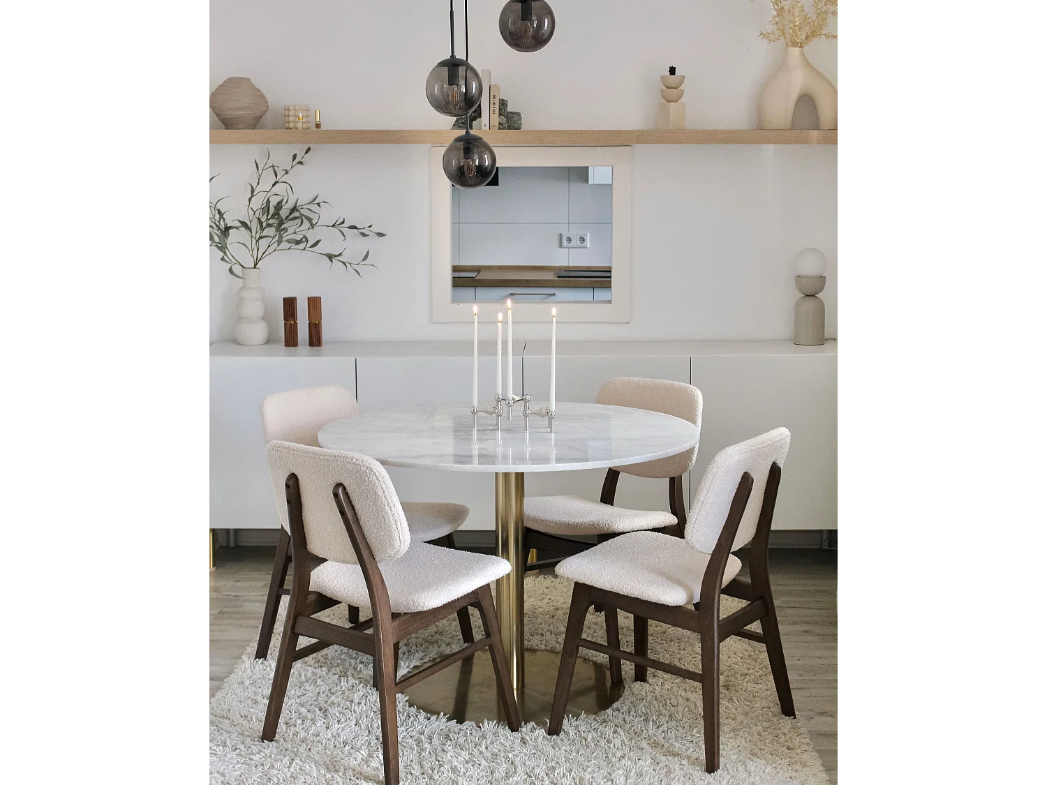 Lot de 2 chaises de salle à manger ELLA Bois Marron foncé/beige