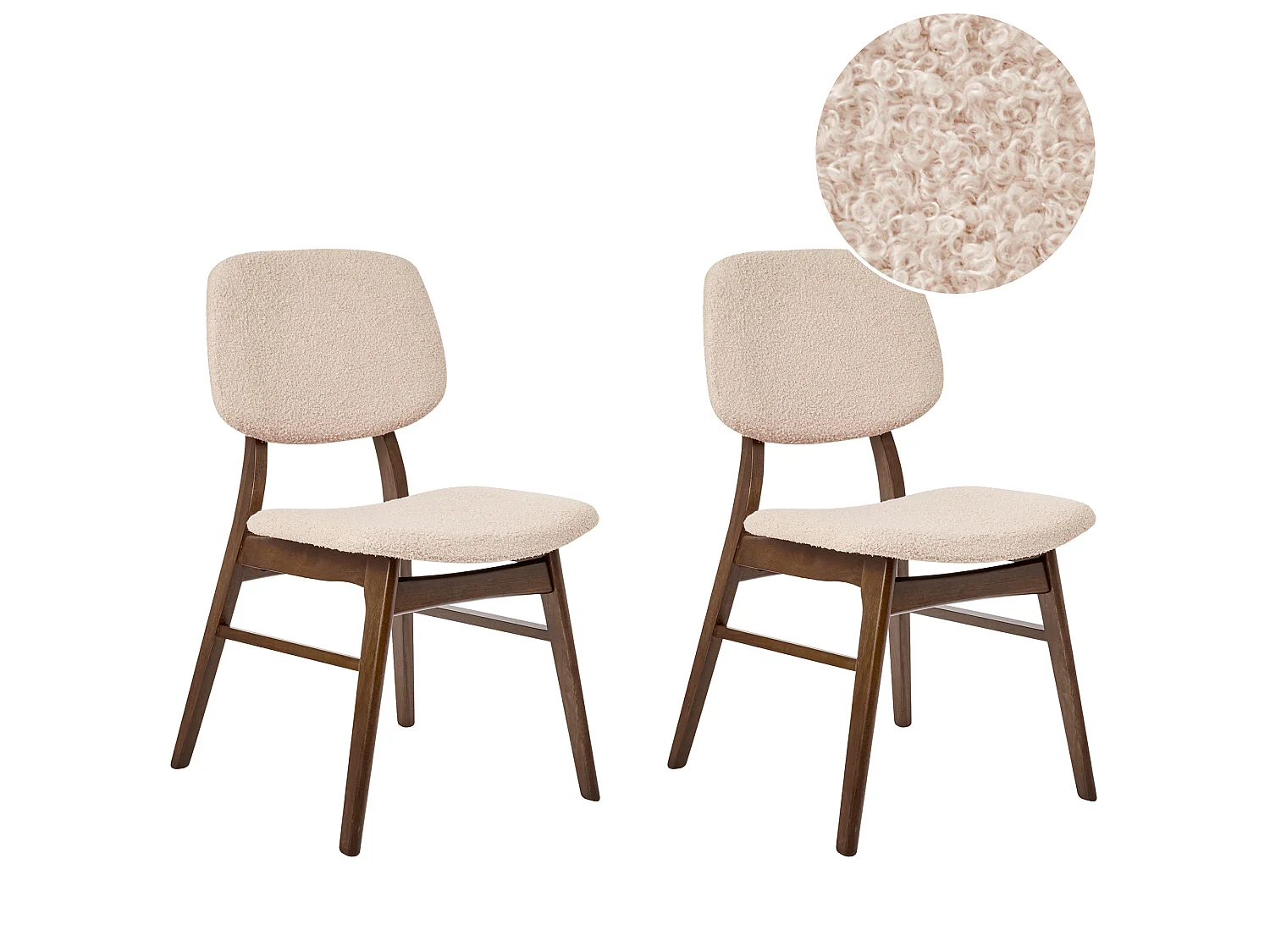 Lot de 2 chaises de salle à manger ELLA Bois Marron foncé/beige