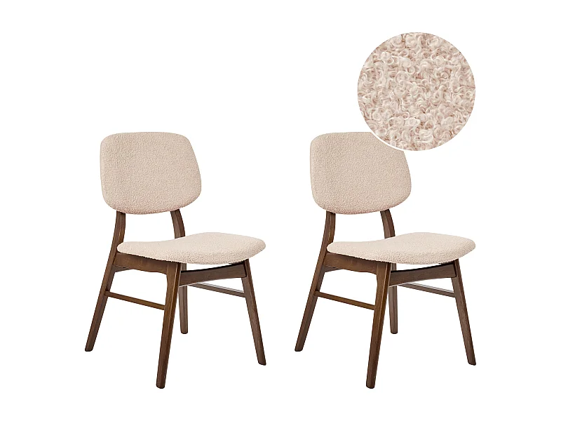 Lot de 2 chaises de salle à manger ELAINE Bois Marron foncé/beige