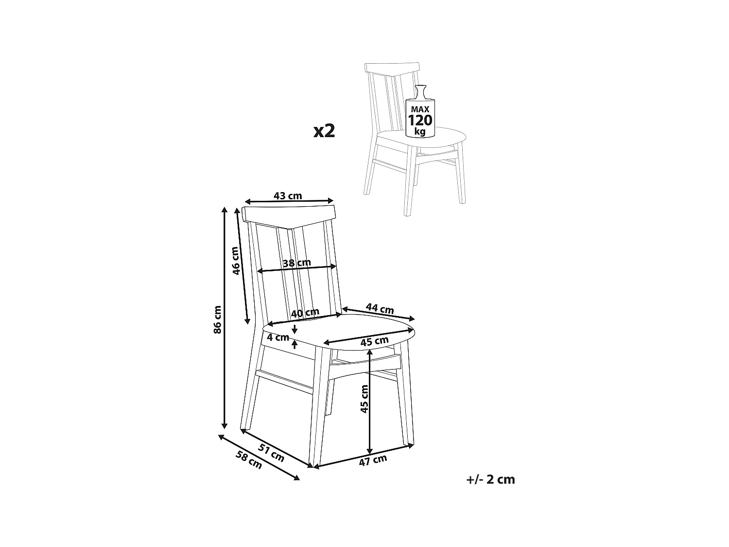 Set van 2 eetkamerstoelen AVALON Hout Lichtbeige