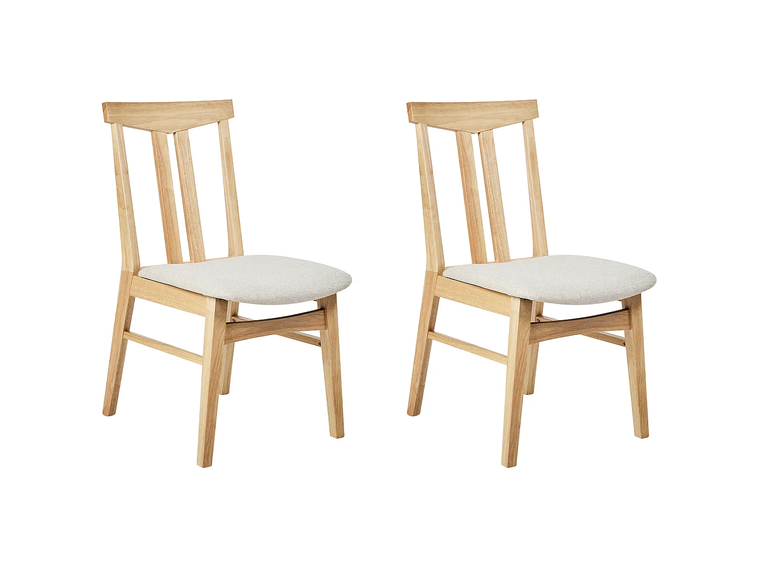 Set of 2 Dining Chairs AVALON Wood Light Beige
