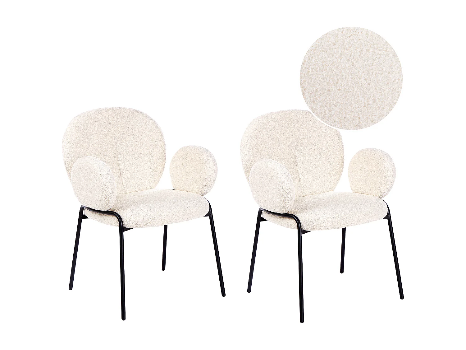 Set van 2 eetkamerstoelen ELY Bouclé Gebroken wit